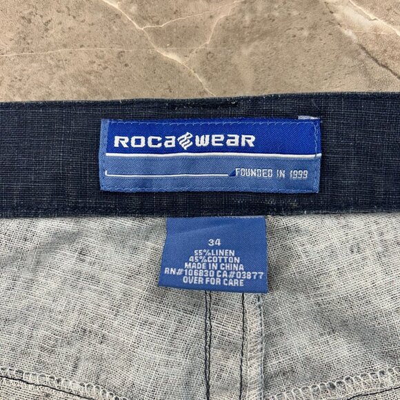 Vintage Rocawear Pants Mens 34 Linen Baggy Loose Embroidered Hip Hop Rap Jay Z - Picture 10 of 13